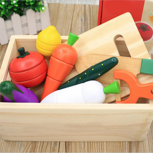 Juego para Cortar Verduras y Frutas de madera Montessori