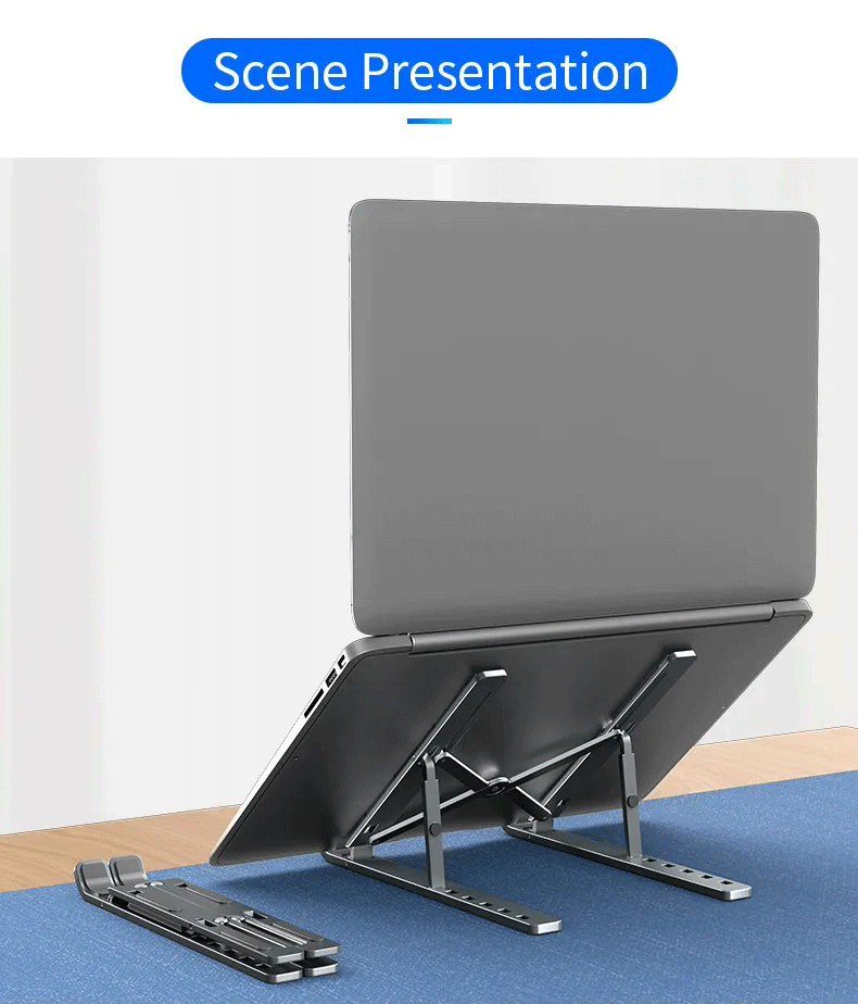 Soporte ajustable y portátil para notebooks y tabletas