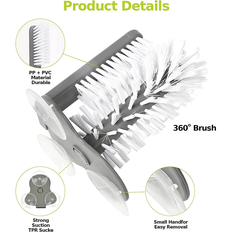 Cepillo de limpieza para botellas y vasos, con base de succión